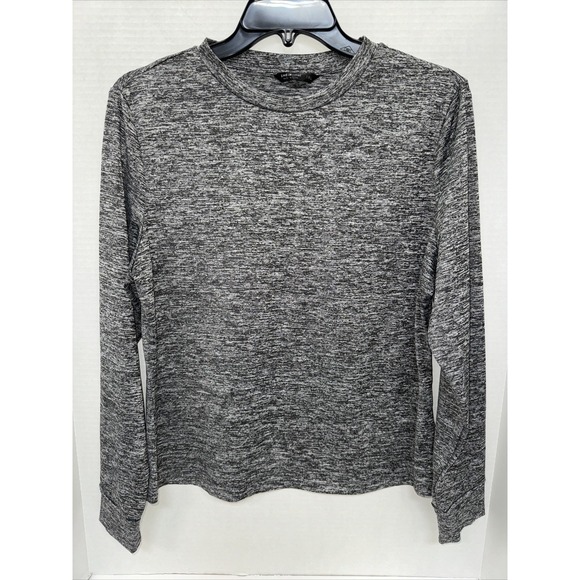 Active Wear Tops - SHEIN Curve Shirt Women's Size 1XL Gray Long Sleeve Active Wear Shirt